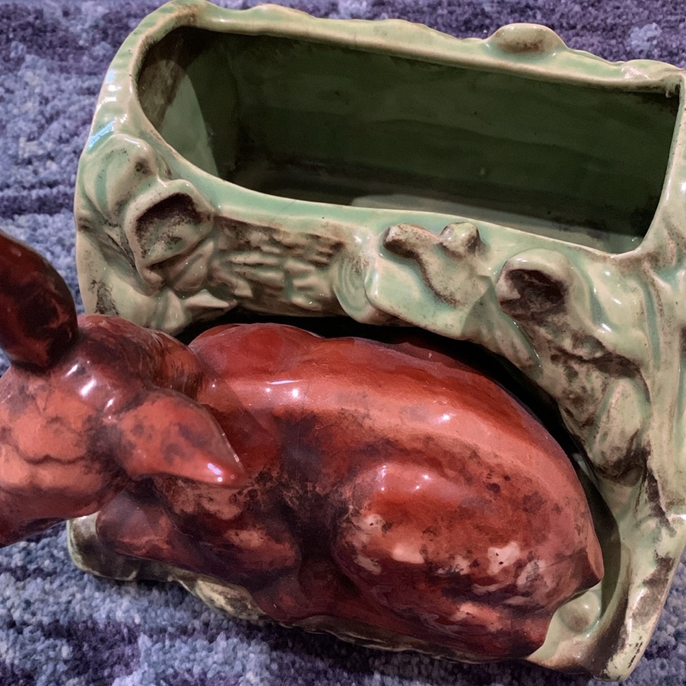 Vintage Shawnee USA 766 deer fawn w foliage planter 7” container decor - Picture 13 of 13